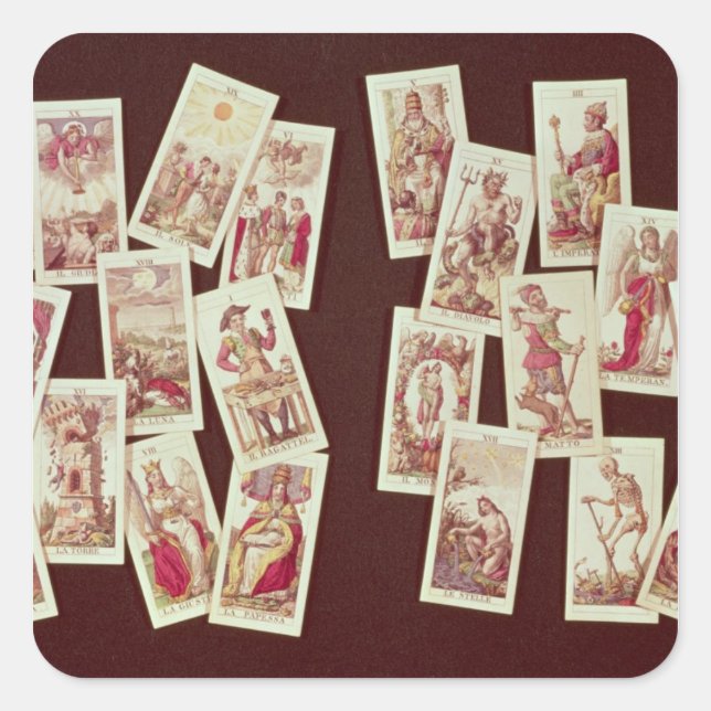 Pegatina Cuadrada Las cartas de tarot del Mayor Arcana (Anverso)