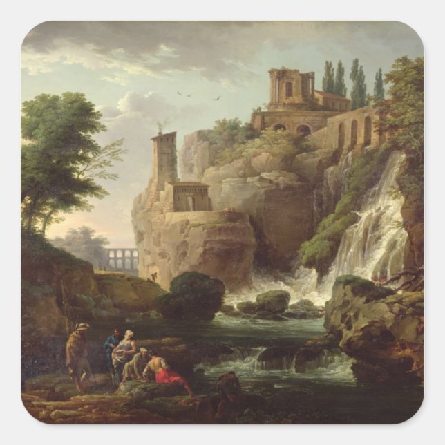Pegatina Cuadrada Las cataratas de Tivoli (Anverso)