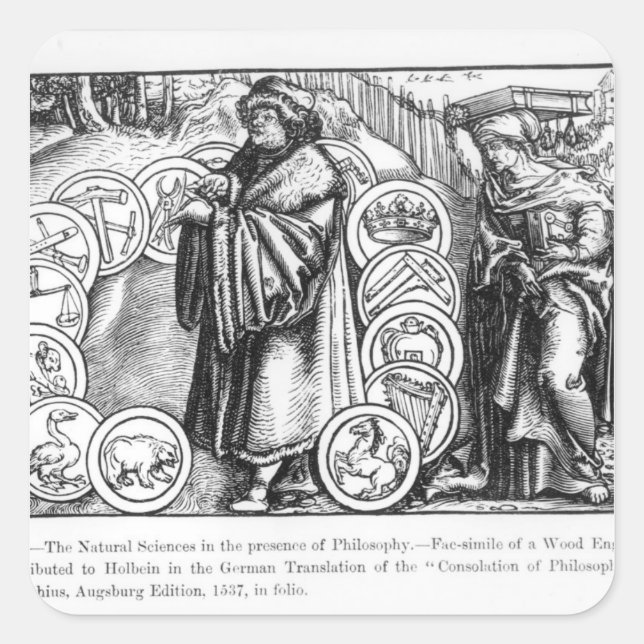 Pegatina Cuadrada Las ciencias naturales en la presencia de (Anverso)