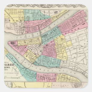 Pegatina Cuadrada Las Ciudades De Pittsburgh Allegheny Cincinnati