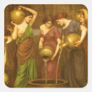 Pegatina Cuadrada Las Danaides por John William Waterhouse