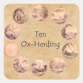 Pegatina Cuadrada Las diez imágenes de Oxherding