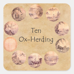 Pegatina Cuadrada Las diez imágenes de Oxherding
