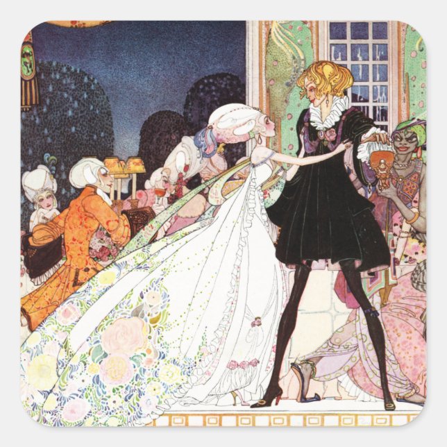 Pegatina Cuadrada Las doce princesas bailarinas de Kay Nielsen (Anverso)