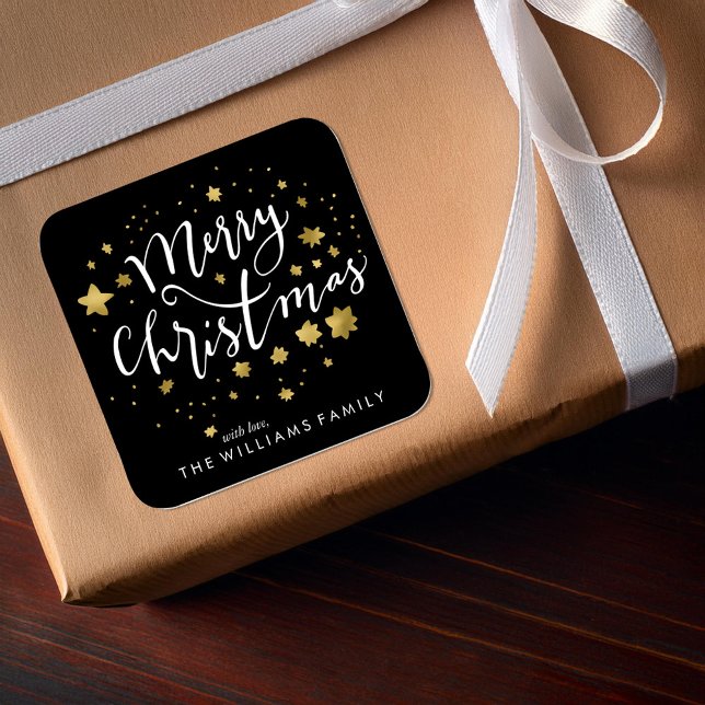 Pegatina Cuadrada Las estrellas del oro son "Feliz Navidad" (Subido por el creador)