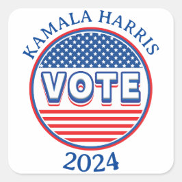 Pegatina Cuadrada Las estrellas y las franjas votan EE.UU. - Eleccio
