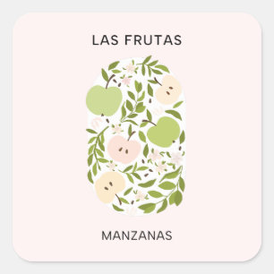Pegatina Cuadrada Las Frutas: Manzanas - Mercado Apple