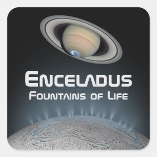 Pegatina Cuadrada Las fuentes de la luna de Encélado Saturno de Life