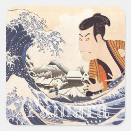 Pegatina Cuadrada Las grandes olas de collages de ukiyoe