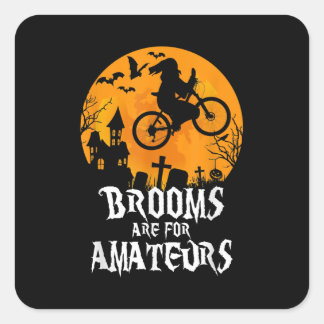 Pegatina Cuadrada Las Habitaciones Son Amateurs Witch Riding Bicicle