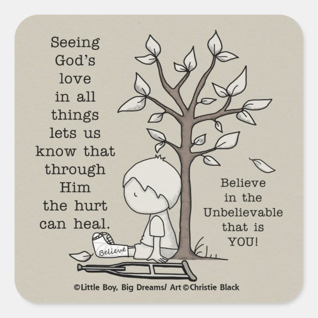 Pegatina Cuadrada Las heridas pueden curarse (Anverso)