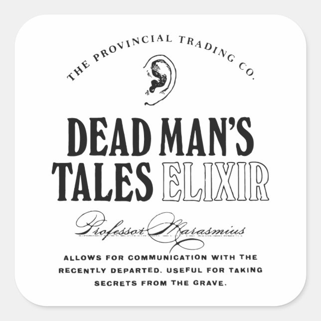 Pegatina Cuadrada Las historias de un hombre muerto Elixir (Anverso)