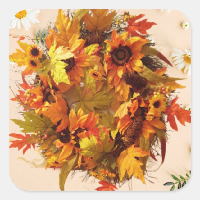 Pegatina Cuadrada Las hojas de otoño de Avryl Fleur (Anverso)