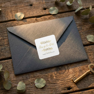 Pegatina Cuadrada Las hojas y ramas del efecto oro cambian la fecha