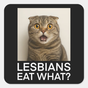 Pegatina Cuadrada Las lesbianas comen qué divertido