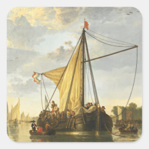 Pegatina Cuadrada Las maas en el Cuyp Dordrecht Aelbert