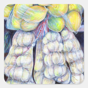 Pegatina Cuadrada Las maravillas de los mercados occidentales, Singa