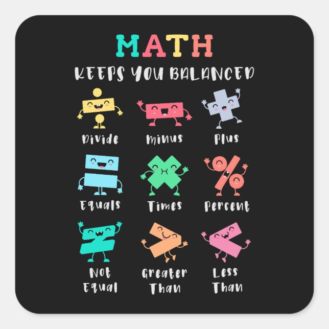 Pegatina Cuadrada Las matemáticas te mantienen equilibrado (Anverso)