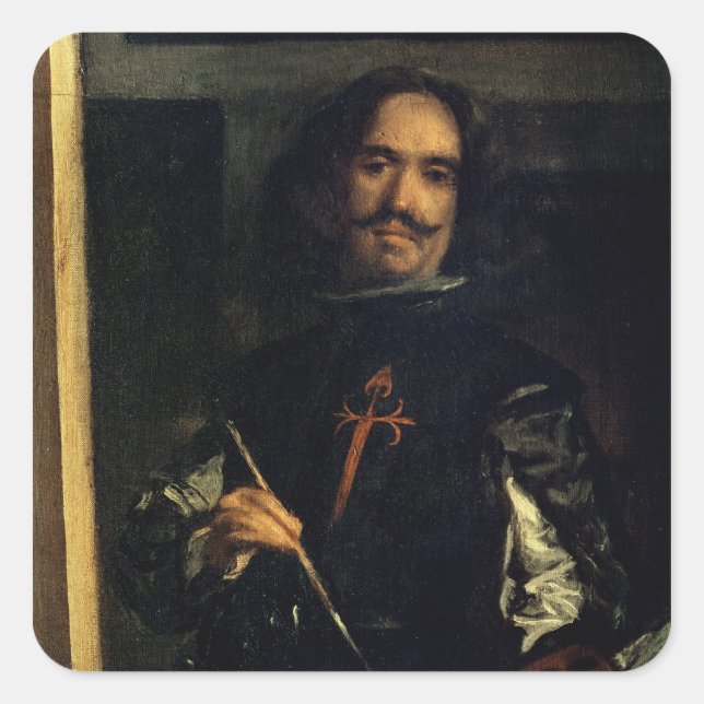 Pegatina Cuadrada Las Meninas o la familia de Felipe IV (Anverso)