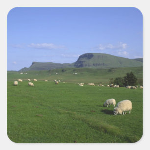 Pegatina Cuadrada Las montañas Quiraing, Isla de Skye, Tierras Altas
