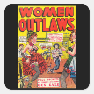 Pegatina Cuadrada Las mujeres fuera de la ley - Libro de historietas