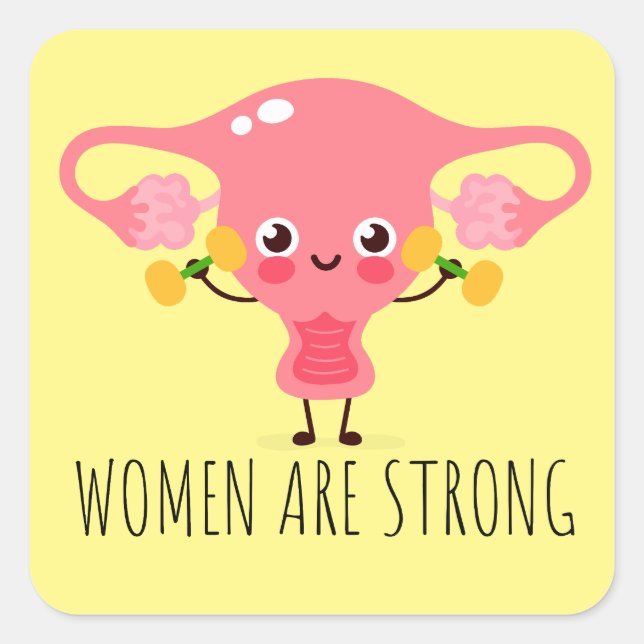 Pegatina Cuadrada Las Mujeres Son Chistes Fuertes/Uterus Puns/Uterus (Anverso)