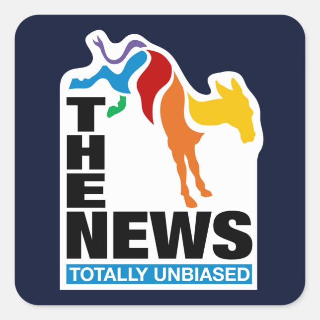 Pegatina Cuadrada Las noticias: Totalmente imparciales (Anverso)