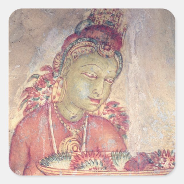 Pegatina Cuadrada Las nubes doncellas, desde la fortaleza de rock, (Anverso)