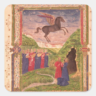 Pegatina Cuadrada Las nueve máscaras que juegan instrumentos