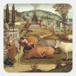 Pegatina Cuadrada Las pasiones de Pasifa, esposa del rey Minos de Cr