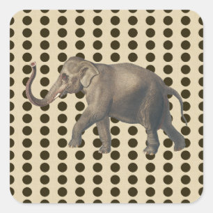 Pegatina Cuadrada Las picaduras de chocolate con elefante
