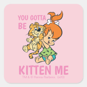 Pegatina Cuadrada Las piedras angulares  Pebbles y su tigre