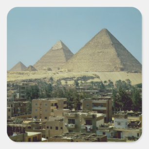Pegatina Cuadrada Las pirámides de Giza, c.2589-30 A.C., viejo rein
