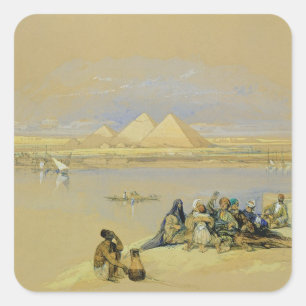 Pegatina Cuadrada Las pirámides en Giza, cerca de El Cairo (c/c)