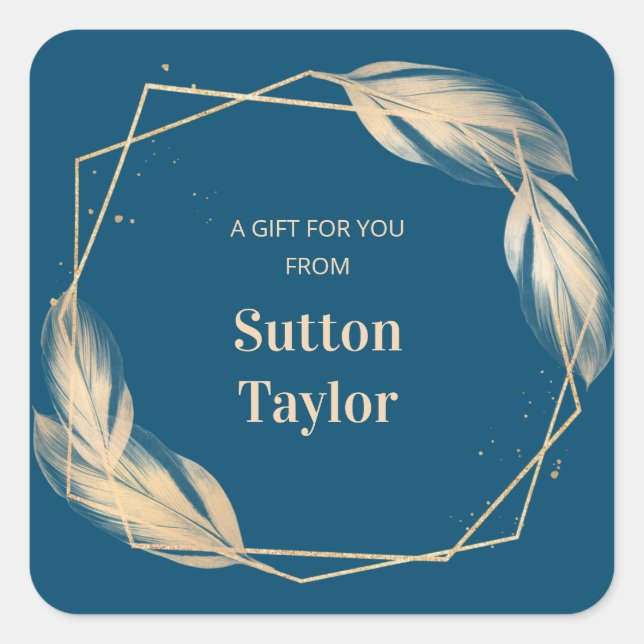 Pegatina Cuadrada Las plumas doradas en la marina (Anverso)