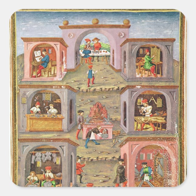 Pegatina Cuadrada Las profesiones (Anverso)