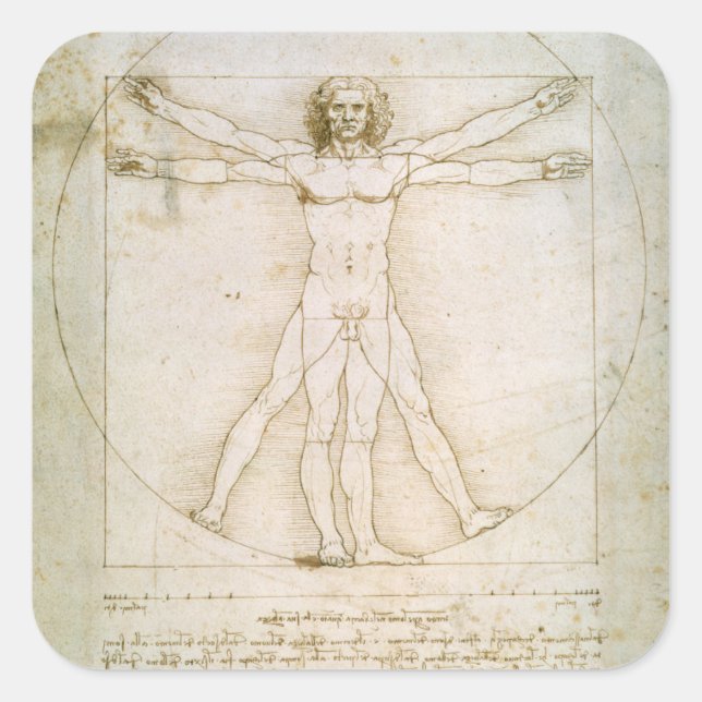 Pegatina Cuadrada Las proporciones de la figura humana (Anverso)