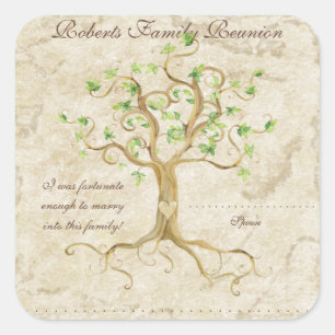Pegatina Cuadrada Las raíces del árbol del remolino Antiqued
