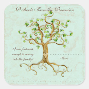 Pegatina Cuadrada Las raíces del árbol del remolino Antiqued