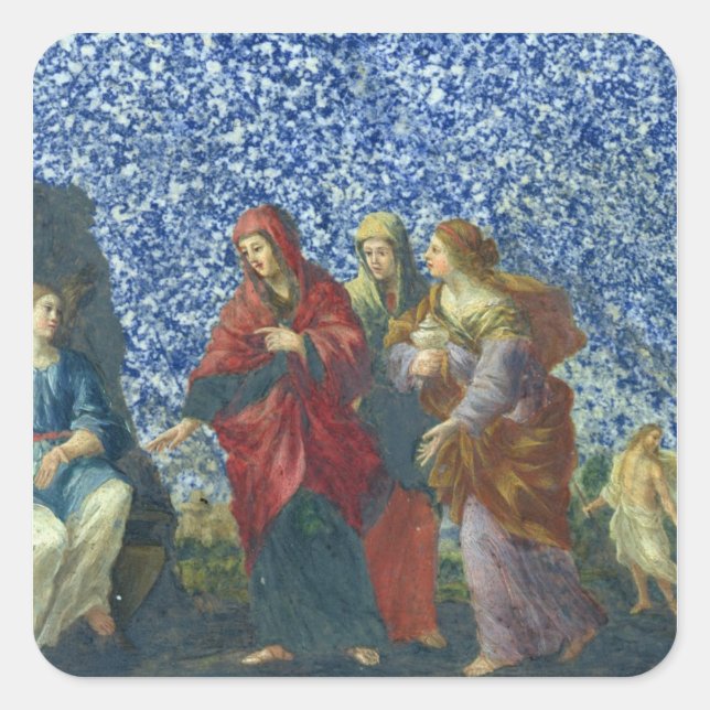 Pegatina Cuadrada Las sagradas mujeres en la tumba (Anverso)