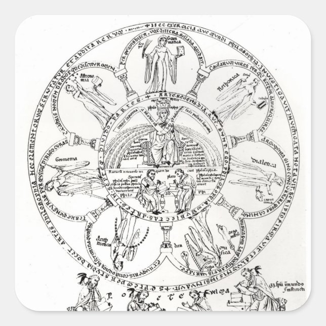 Pegatina Cuadrada Las siete artes liberales (Anverso)