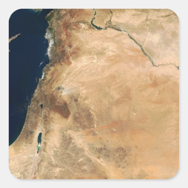 Pegatina Cuadrada Las tierras de Israel a lo largo de la costa orien (Anverso)