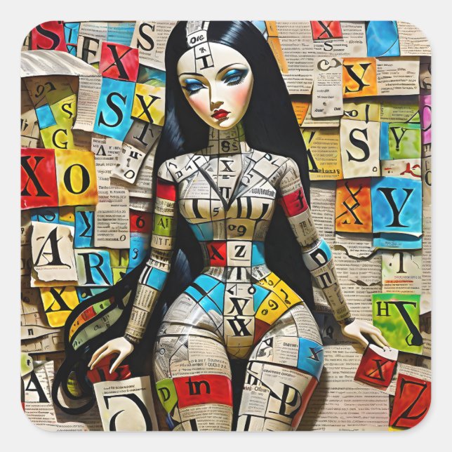 Pegatina Cuadrada Las travesuras detalladas son la muñeca perfecta p (Anverso)