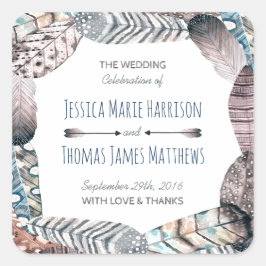 Pegatina Cuadrada Las tribales modernas favorecen la boda bohemia