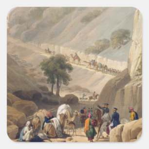 Pegatina Cuadrada Las tropas que emergen de la parte estrecha del De