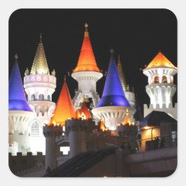 Pegatina Cuadrada Las Vegas Castle Hotel Gaming Vegas City Colorous