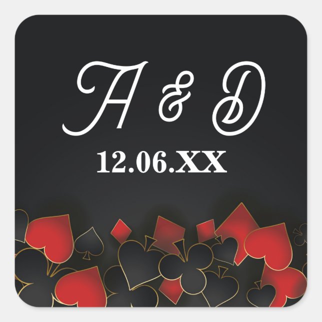 Pegatina Cuadrada Las Vegas Iniciales Pegatinas Labels Casino Night (Anverso)