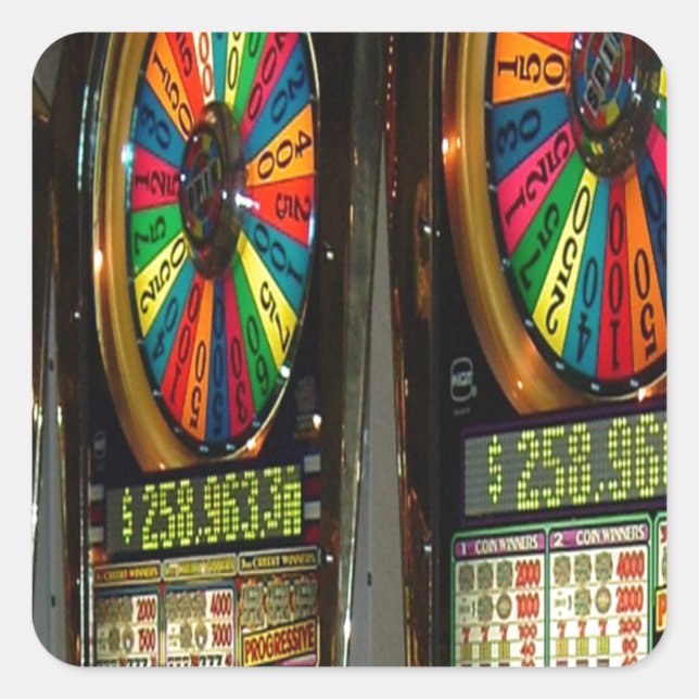 Pegatina Cuadrada Las Vegas Slot Machines (Anverso)
