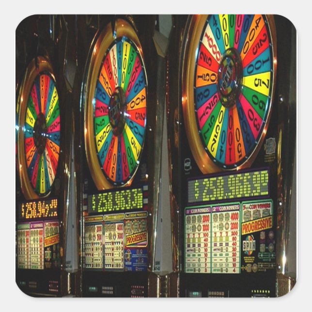 Pegatina Cuadrada Las VEGAS-SLOTS (Anverso)