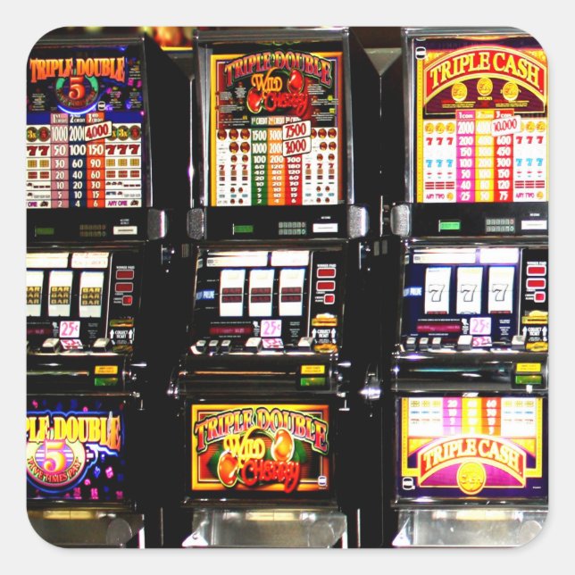 Pegatina Cuadrada Las Vegas Slots Dream Machines (Anverso)